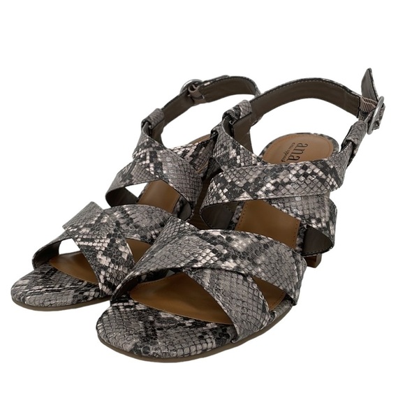 a.n.a Heels Shoes Nadia NWT Sandals Snake Skin Pattern Black Gray Size 9 Medium - Picture 1 of 15